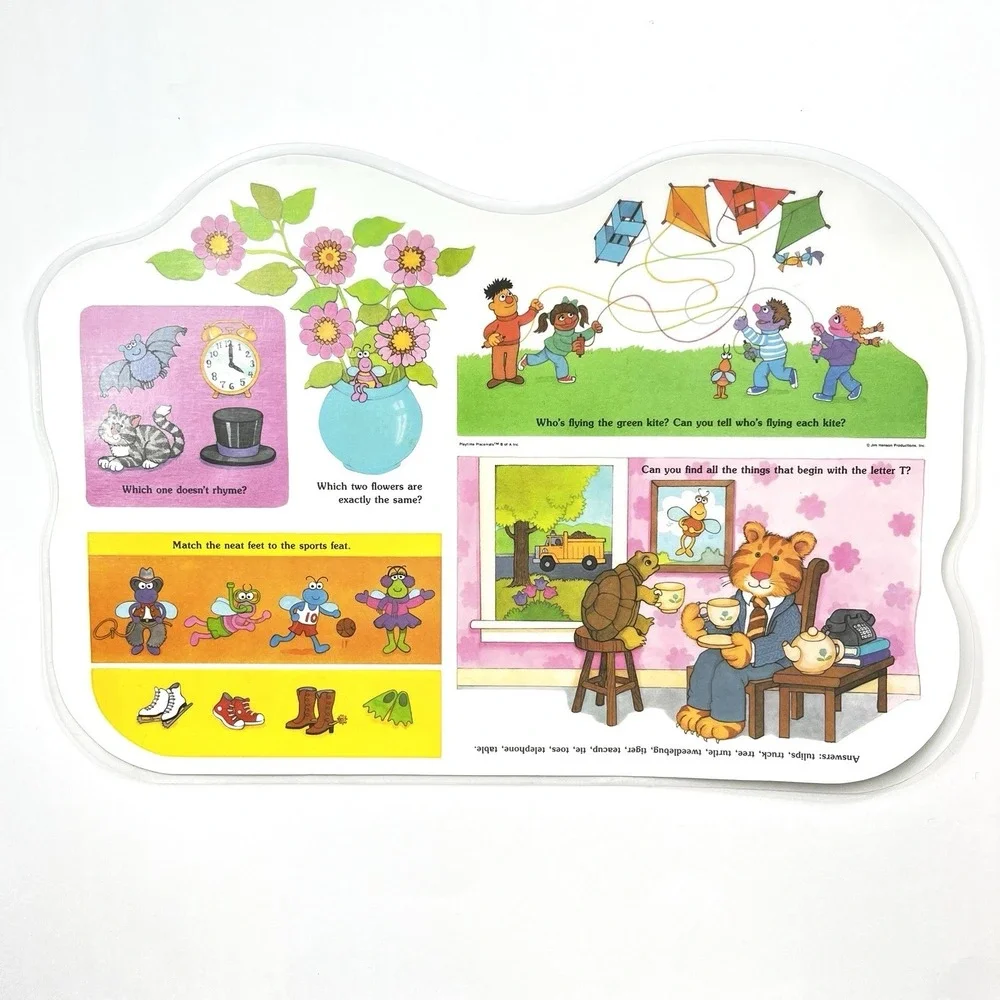 Vtg Sesame Street Placemats Lot of 2 Games Double Sided Laminated 80s Nostalgia